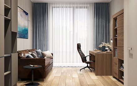 Дизайн интерьера кабинета в трёхкомнатной квартире 135 кв.м в современном стиле17