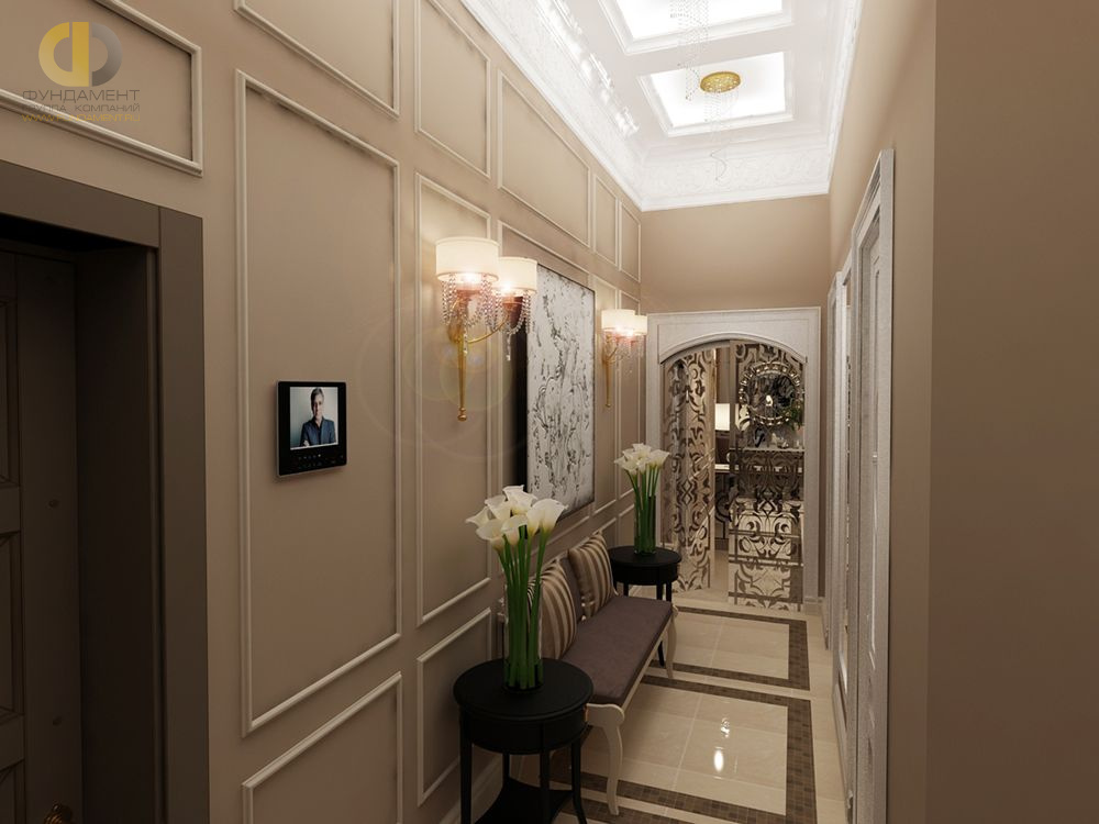 Дизайн коридора в шоколадном цвете - фото