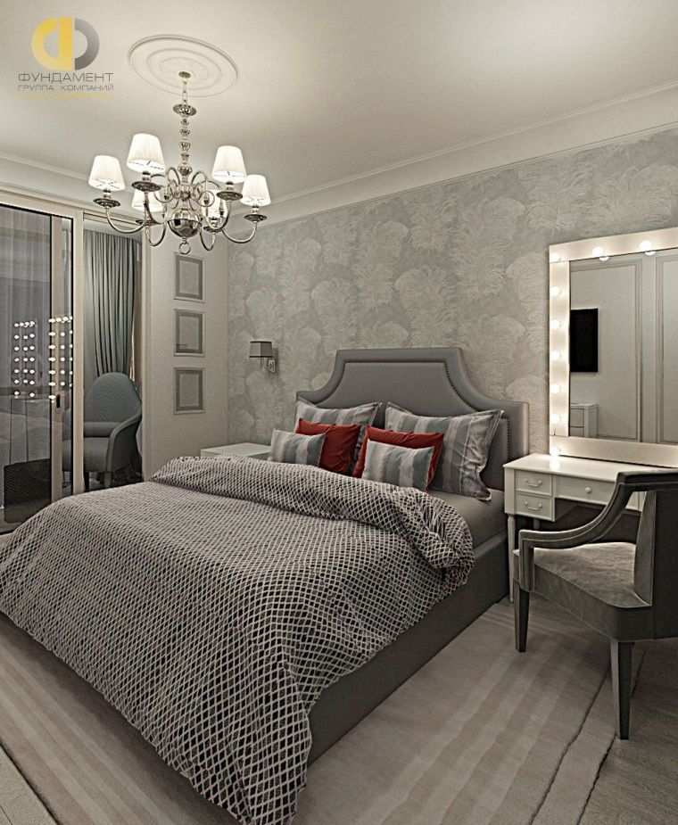 Дизайн интерьера спальни в трёхкомнатной квартире 98 кв.м в стиле современная классика11
