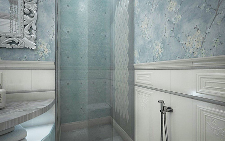 Дизайн интерьера ванной в трёхкомнатной квартире 103 кв.м в стиле хай-тек