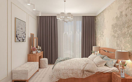 Дизайн интерьера спальни в трёхкомнатной квартире 103 кв.м в стиле эклектика11