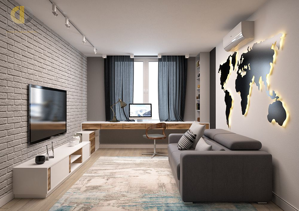 Дизайн интерьера спальни в трёхкомнатной квартире 106 кв.м в стиле хай-тек