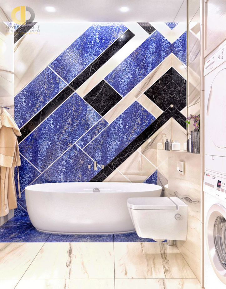 Дизайн интерьера ванной в четырёхкомнатной квартире 131 кв. м в современном стиле 10