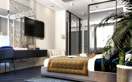 Дизайн интерьера спальни в четырёхкомнатной квартире 131 кв. м в современном стиле 1