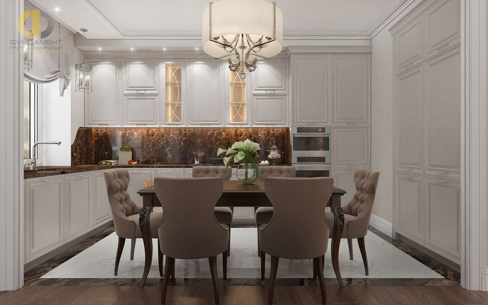Дизайн интерьера кухни в трёхкомнатной квартире 110 кв.м в стиле современная классика13