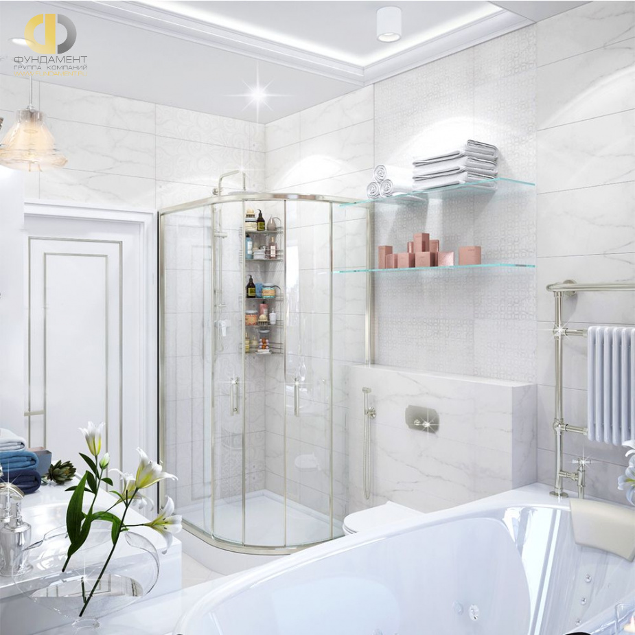 Дизайн интерьера ванной в трёхкомнатной квартире 74 кв.м в современном стиле с элементами ар-деко17