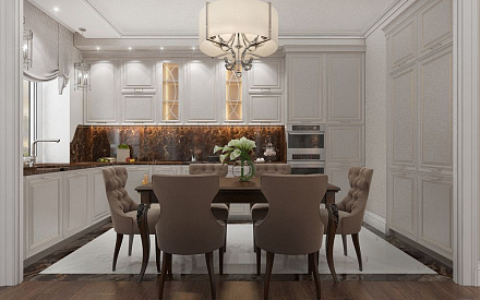 Дизайн интерьера кухни в трёхкомнатной квартире 110 кв.м в стиле современная классика13