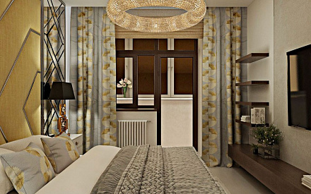 Дизайн интерьера спальни в трёхкомнатной квартире 95 кв.м в стиле ар-деко3
