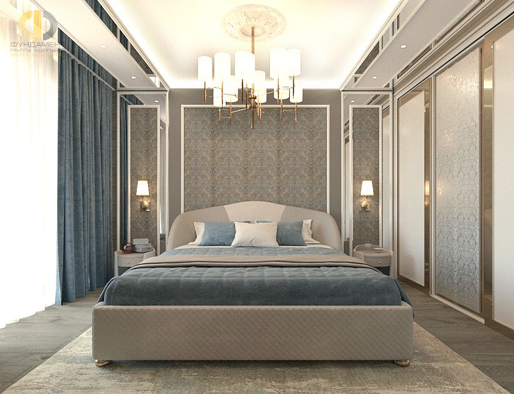 Спальня в стиле дизайна неоклассика по адресу г. Москва, Басманный переулок, д. 5, 2019 года