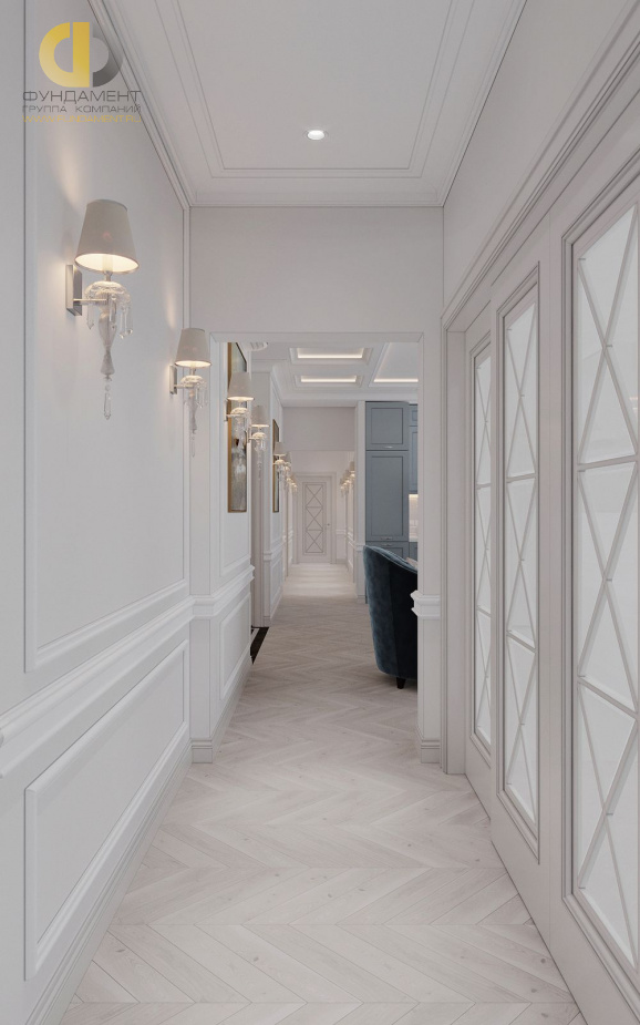 Дизайн интерьера коридора в 6-комнатной квартире 196 кв. м в стиле классика и прованс 11