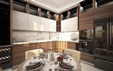 Дизайн интерьера кухни в четырёхкомнатной квартире 115 кв.м в современном стиле5