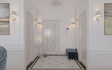 Дизайн интерьера коридора в 6-комнатной квартире 196 кв. м в стиле классика и прованс 1