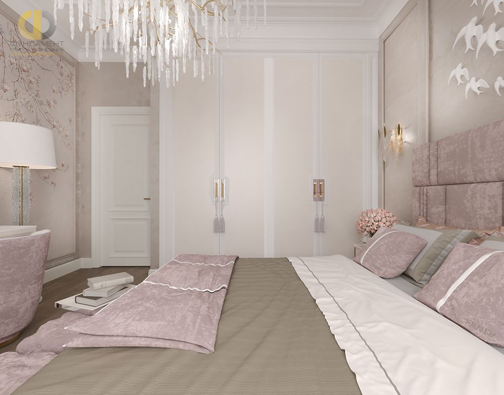 Спальня в стиле дизайна неоклассика по адресу г. Москва, Измайловский проезд, дом 10к. 4, 2021 года