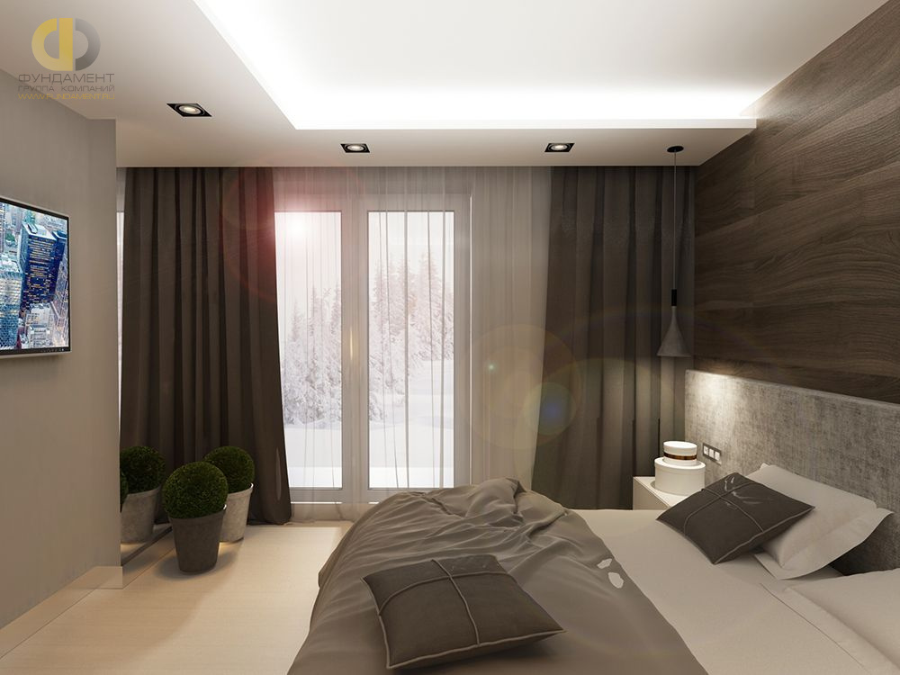 Спальня в стиле дизайна современный по адресу МО, Наро-Фоминский р-он, п. Селятино, ул. Клубная, д. 54, 2018 года