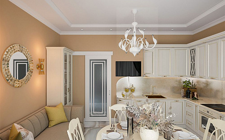 Дизайн интерьера кухни в 2-комнатной квартире 71 кв. м в стиле неоклассика 9
