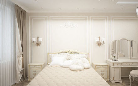 Дизайн интерьера спальни в трёхкомнатной квартире 101 кв. м в стиле классицизм 20