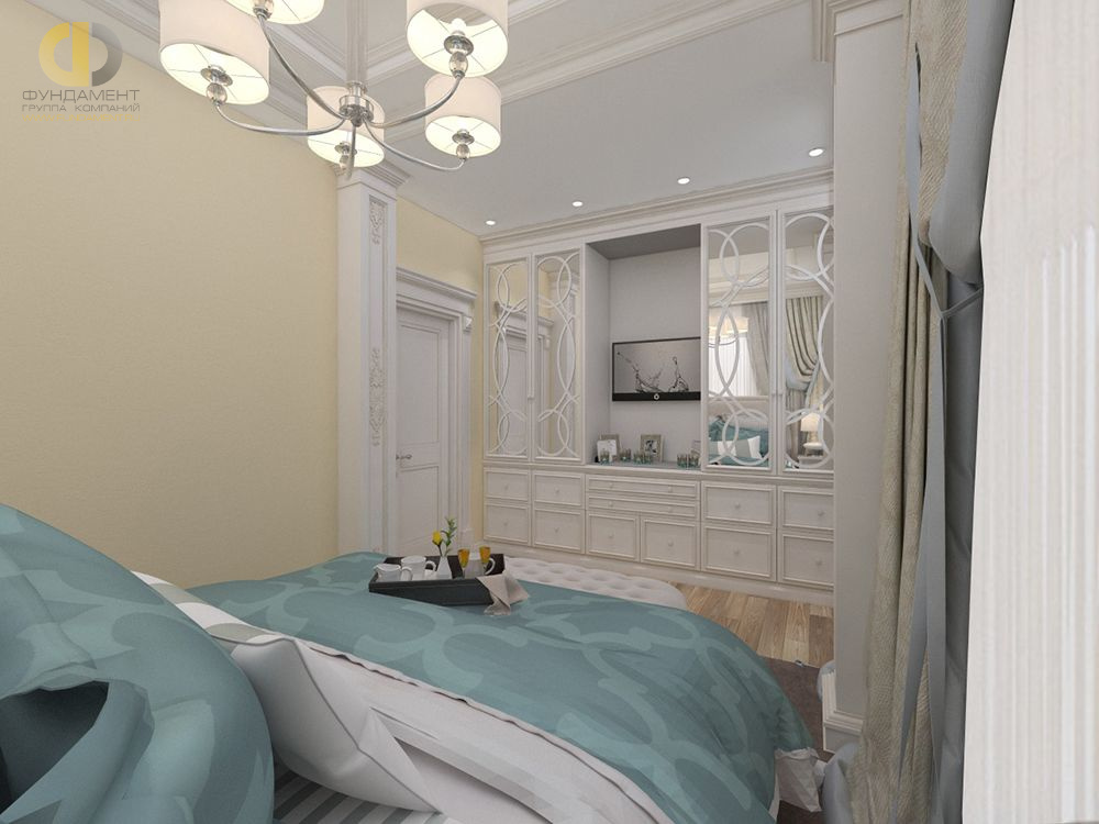 Спальня в стиле дизайна классицизм по адресу МО, Ленинский район, КП "Орлов", 2017 года