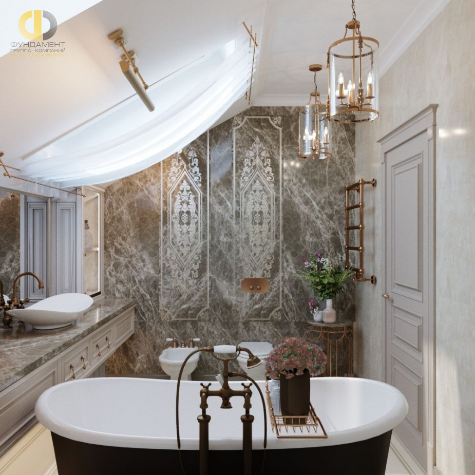 Дизайн интерьера ванной в доме 386 кв.м в классическом стиле38