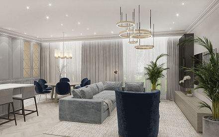 Дизайн интерьера гостиной в пятикомнатной квартире 155 кв.м в стиле неоклассика7