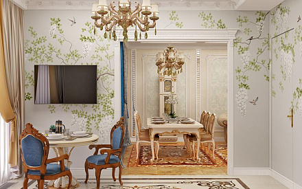 Дизайн интерьера кухни в четырёхкомнатной квартире 144 кв. м в стиле классицизм 36