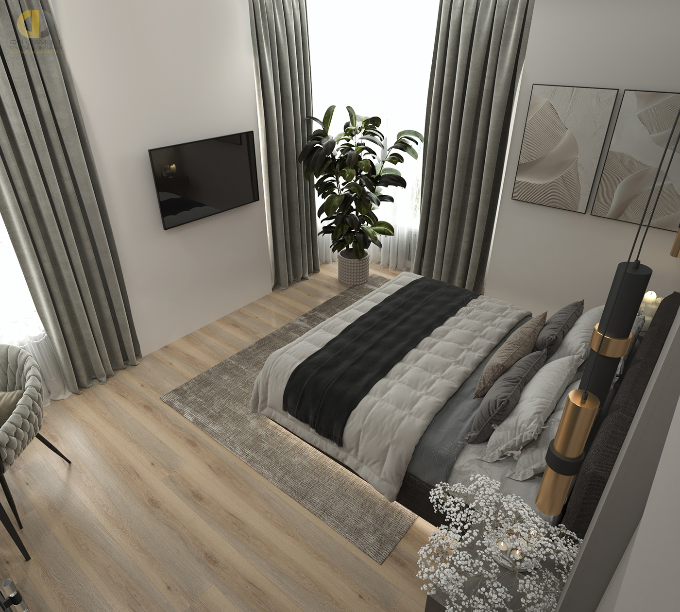 Дизайн спальни в стиле cовременном – фото 253