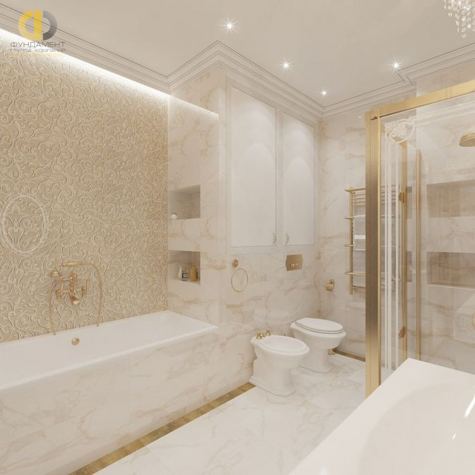 Дизайн интерьера ванной в четырёхкомнатной квартире 163 кв.м в классическом стиле5