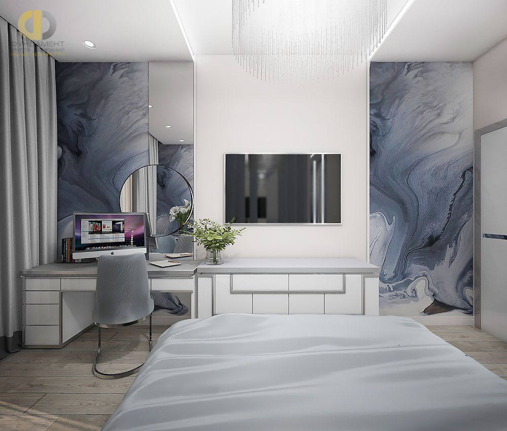 Дизайн интерьера спальни в двухкомнатной квартире 55 кв.м в современном стиле 11