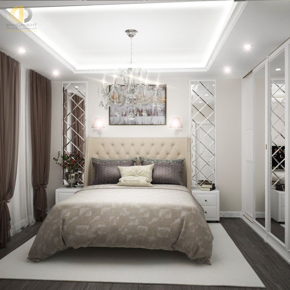 Спальня в стиле дизайна классицизм по адресу г. Москва, 2-я Филевская, д. 6, 2019 года