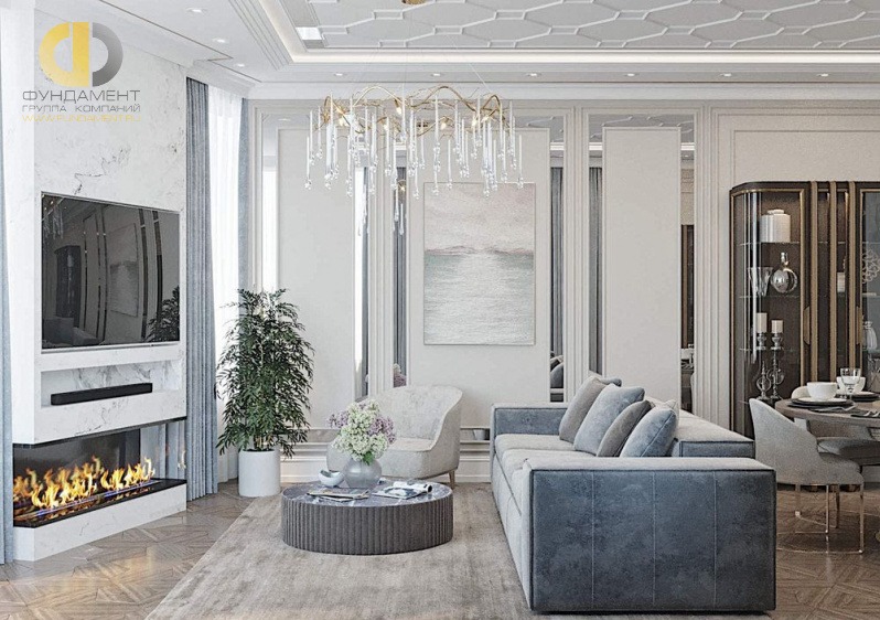 Дизайн интерьера гостиной в четырёхкомнатной квартире 148 кв.м в стиле ар-деко с элементами неоклассики20