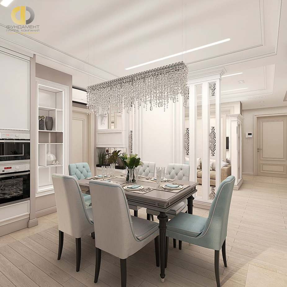 Дизайн интерьера кухни в трёхкомнатной квартире 107 кв.м в стиле неоклассика14