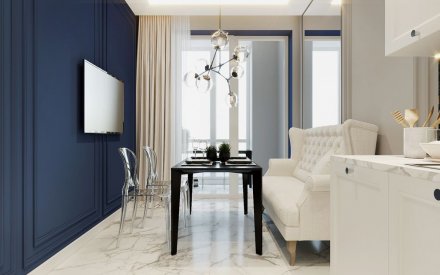 Дизайн интерьера двухкомнатной квартиры 47 кв.м в стиле современная классика