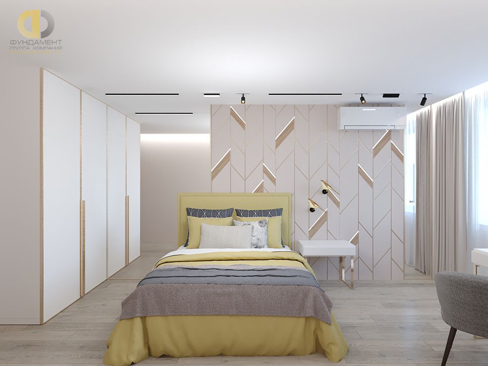 Спальня в стиле дизайна современный по адресу г. Москва, 6-я Радиальная улица, дом 3к. 1, 2021 года