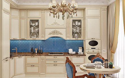 Дизайн интерьера кухни в четырёхкомнатной квартире 144 кв. м в стиле классицизм 33