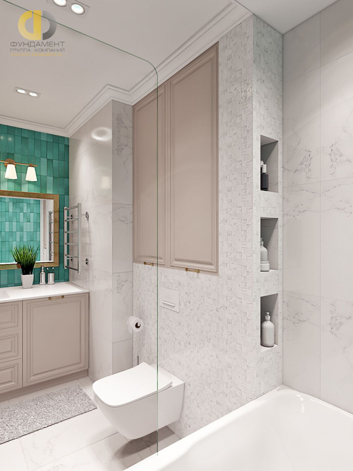 Дизайн интерьера ванной в трёхкомнатной квартире 65 кв.м в стиле ар-деко19