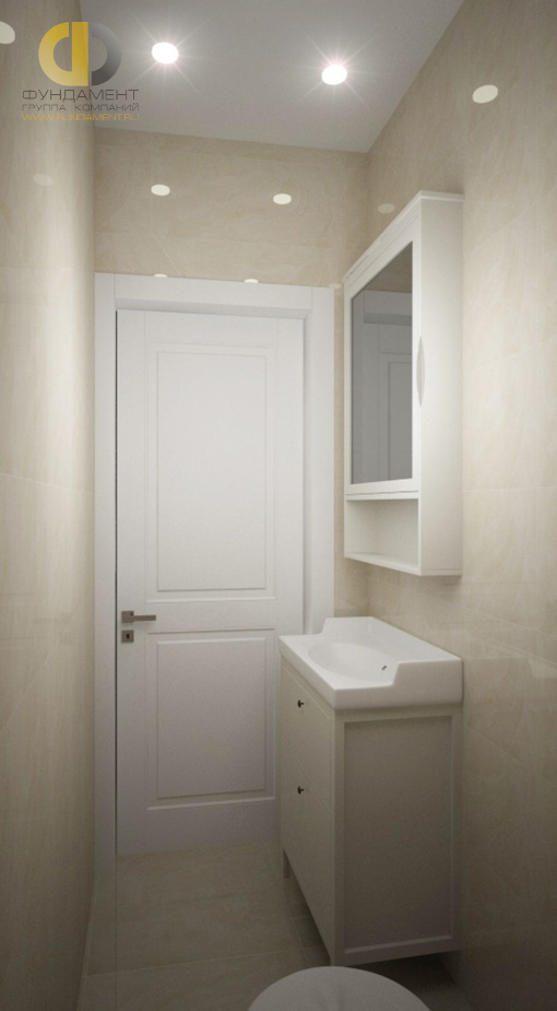 Дизайн интерьера ванной в трёхкомнатной квартире 90 кв.м в стиле современная классика