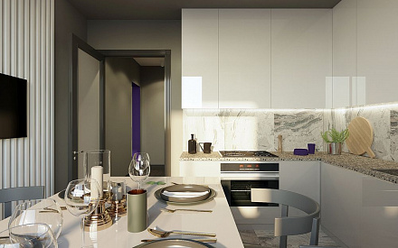 Дизайн интерьера кухни в трёхкомнатной квартире 75 кв.м в стиле минимализм7
