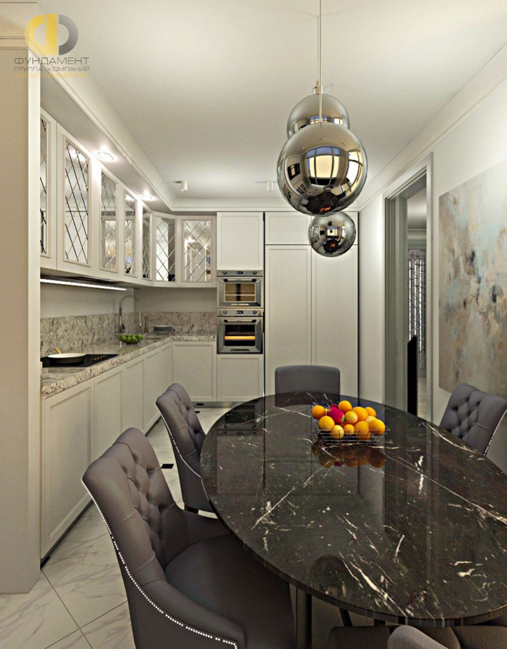 Дизайн интерьера кухни в трёхкомнатной квартире 98 кв.м в стиле современная классика10