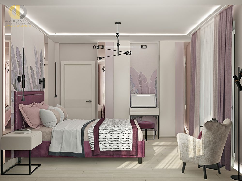 Спальня в стиле дизайна современный по адресу г. Москва, ул. Ленинградское шоссе, д. 94, 2019 года
