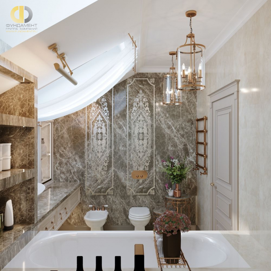 Дизайн интерьера ванной в доме 386 кв.м в классическом стиле41