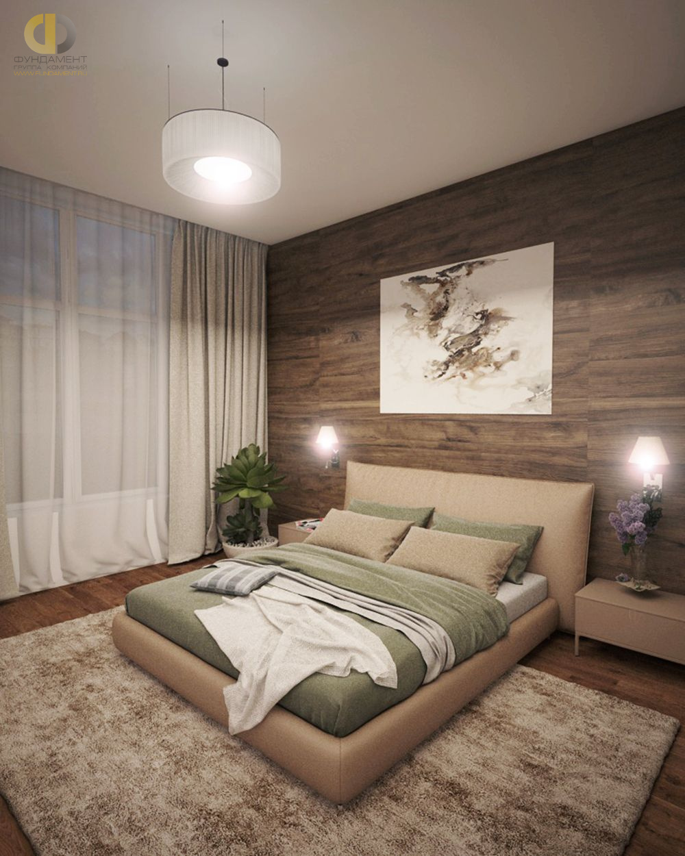 Спальня в стиле дизайна минимализм по адресу МО, Новорижское шоссе, 23 км от МКАД, с. Покровское, 2018 года