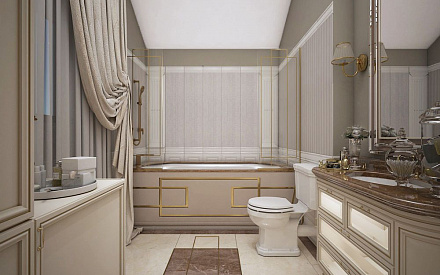 Дизайн интерьера ванной в доме 323 кв.м в классическом стиле49