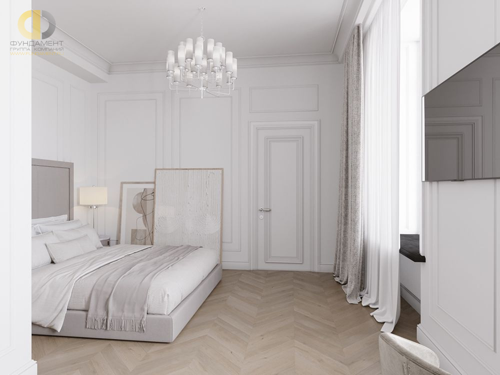 Спальня в стиле дизайна минимализм по адресу г. Москва, улица Малая Бронная, дом 22, 2021 года
