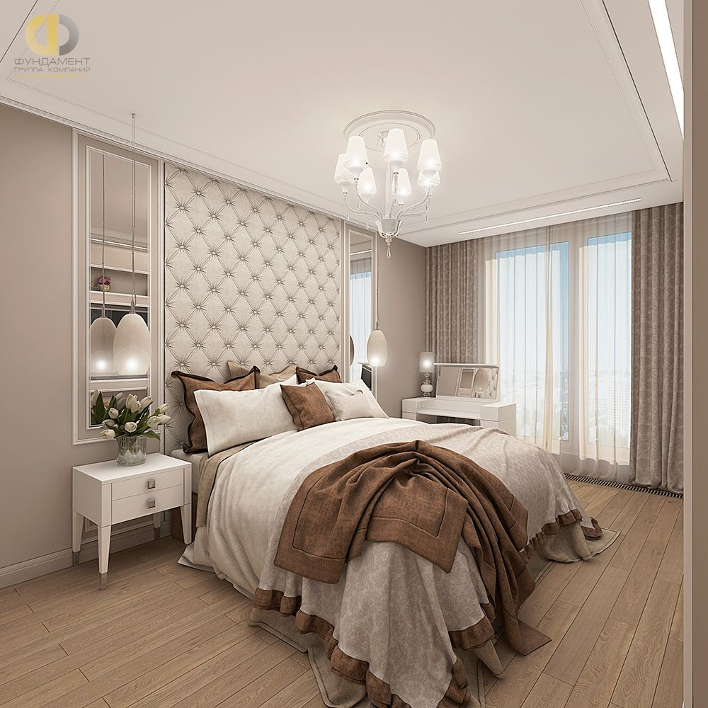 Спальня в стиле дизайна классицизм по адресу г. Москва, бул. Ходынский, д. 2, 2018 года