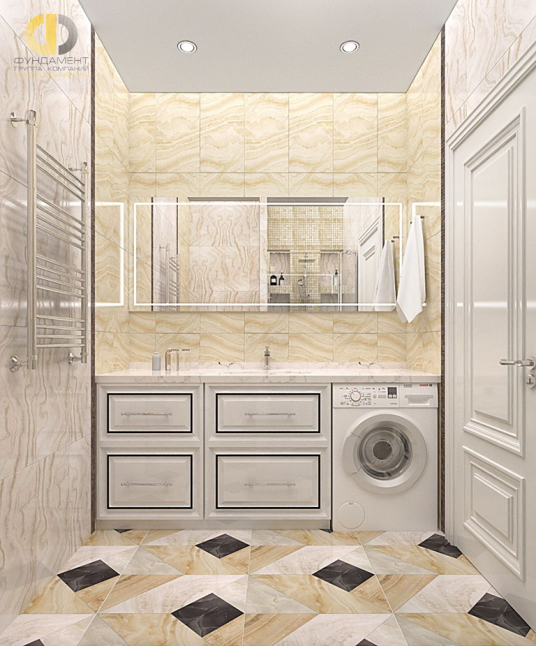 Дизайн интерьера ванной в четырёхкомнатной квартире 117 кв.м в стиле неоклассика3