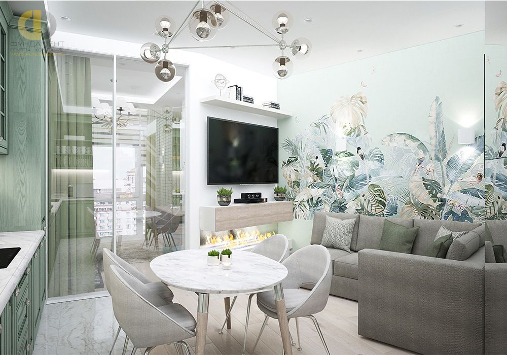 Дизайн интерьера гостиной в четырёхкомнатной квартире 66 кв.м в современном стиле с элементами прованса18