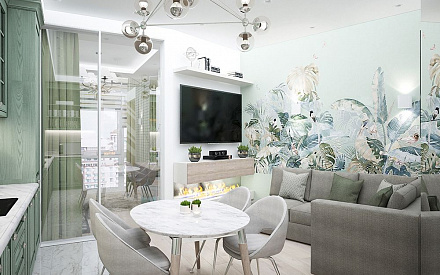 Дизайн интерьера гостиной в четырёхкомнатной квартире 66 кв.м в современном стиле с элементами прованса18