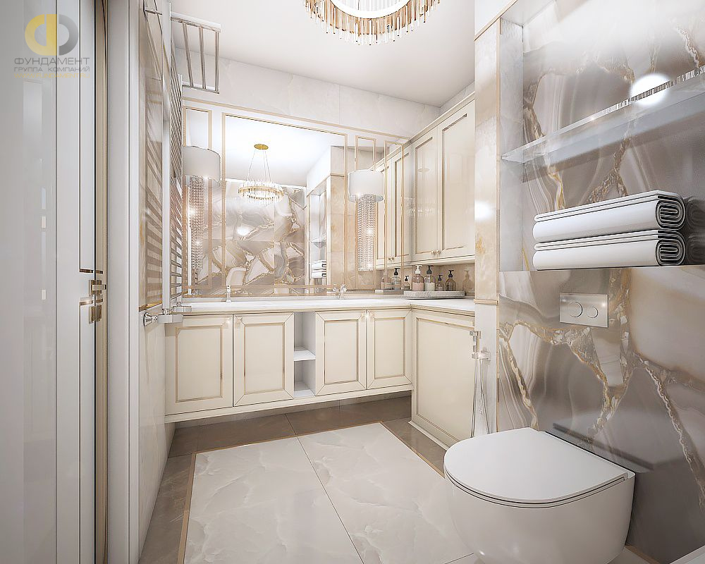 Дизайн интерьера ванной в четырёхкомнатной квартире 121 кв.м в стиле неоклассика с элементами ар-деко19