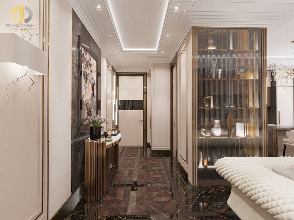 Дизайн интерьера коридора в 3-комнатной квартире 92 кв. м в стиле эклектика 7
