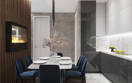 Дизайн интерьера кухни в трёхкомнатной квартире 78 кв.м в стиле ар-деко18