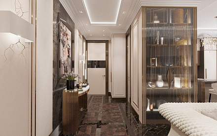 Дизайн интерьера коридора в 3-комнатной квартире 92 кв. м в стиле эклектика 7